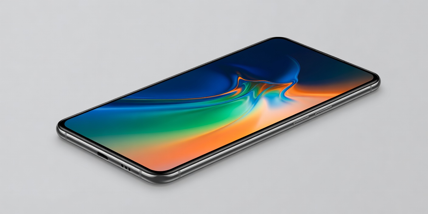 OnePlus flagship smartphone metallic edge frame and vibrant high refresh rate screen